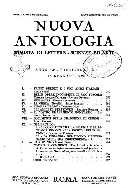 Nuova Antologia rivista di lettere, scienze ed arti