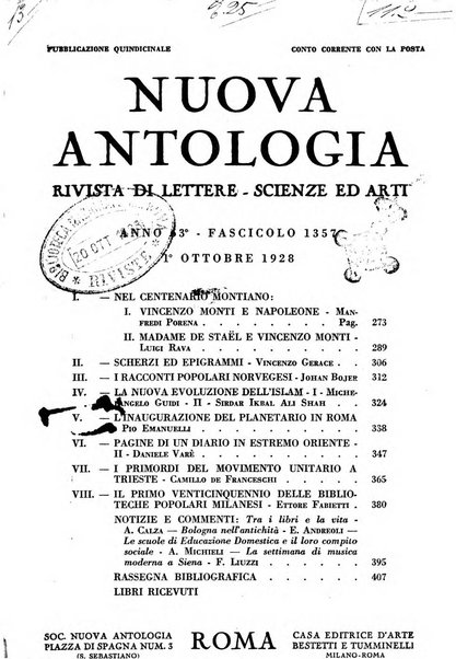 Nuova Antologia rivista di lettere, scienze ed arti