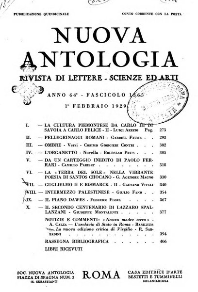 Nuova Antologia rivista di lettere, scienze ed arti