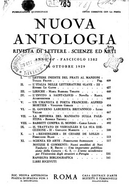 Nuova Antologia rivista di lettere, scienze ed arti