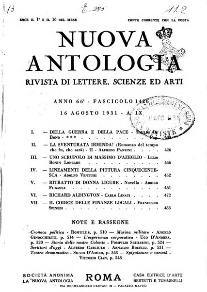 Nuova Antologia rivista di lettere, scienze ed arti