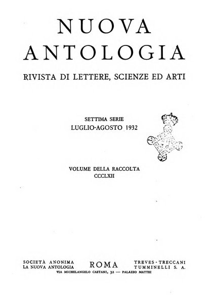 Nuova Antologia rivista di lettere, scienze ed arti