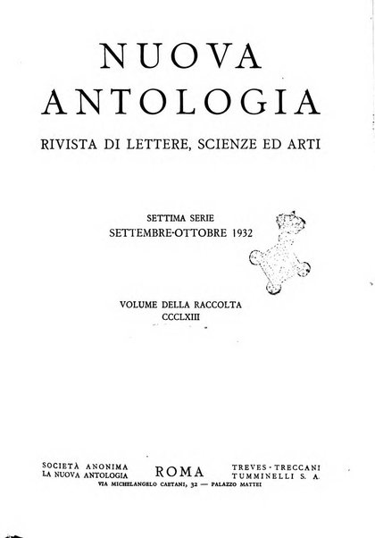 Nuova Antologia rivista di lettere, scienze ed arti