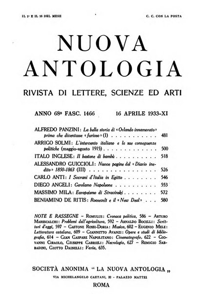 Nuova Antologia rivista di lettere, scienze ed arti