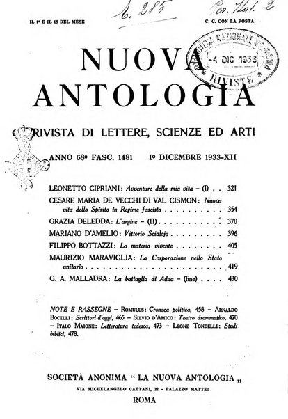 Nuova Antologia rivista di lettere, scienze ed arti