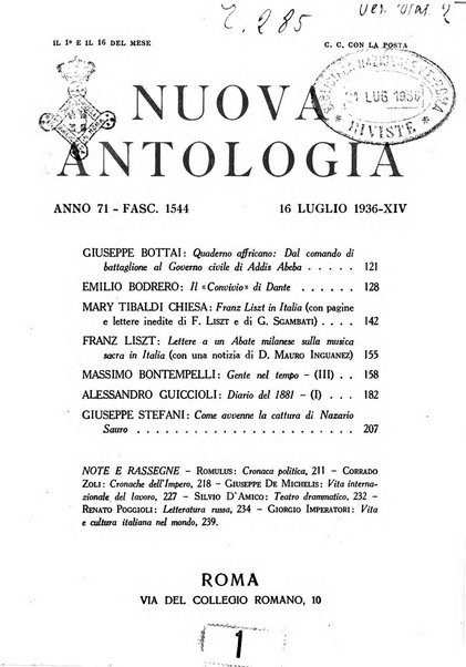 Nuova Antologia rivista di lettere, scienze ed arti