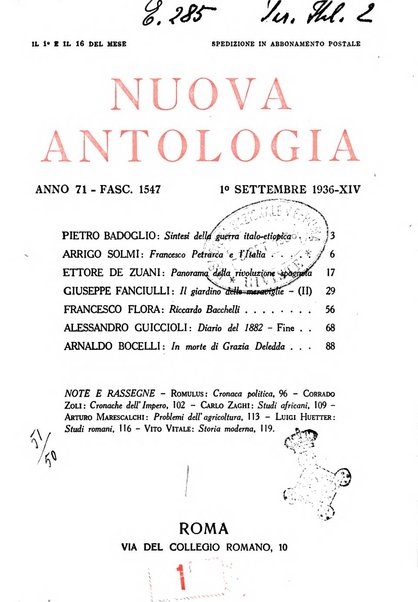 Nuova Antologia rivista di lettere, scienze ed arti