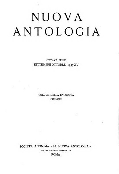 Nuova Antologia rivista di lettere, scienze ed arti