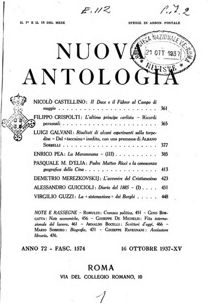 Nuova Antologia rivista di lettere, scienze ed arti