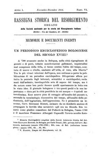 Rassegna storica del Risorgimento organo della Società nazionale per la storia del Risorgimento italiano