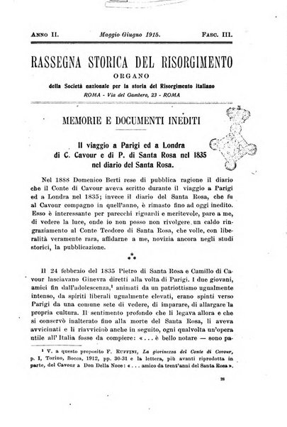 Rassegna storica del Risorgimento organo della Società nazionale per la storia del Risorgimento italiano