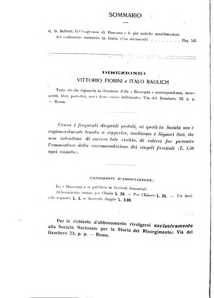 Rassegna storica del Risorgimento organo della Società nazionale per la storia del Risorgimento italiano