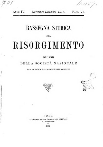 Rassegna storica del Risorgimento organo della Società nazionale per la storia del Risorgimento italiano