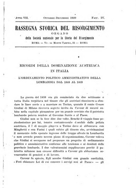 Rassegna storica del Risorgimento organo della Società nazionale per la storia del Risorgimento italiano