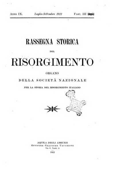 Rassegna storica del Risorgimento organo della Società nazionale per la storia del Risorgimento italiano