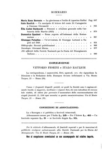 Rassegna storica del Risorgimento organo della Società nazionale per la storia del Risorgimento italiano