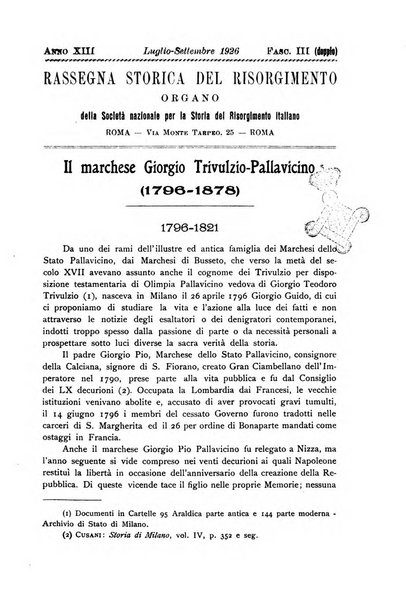 Rassegna storica del Risorgimento organo della Società nazionale per la storia del Risorgimento italiano