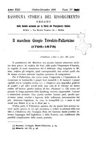 Rassegna storica del Risorgimento organo della Società nazionale per la storia del Risorgimento italiano