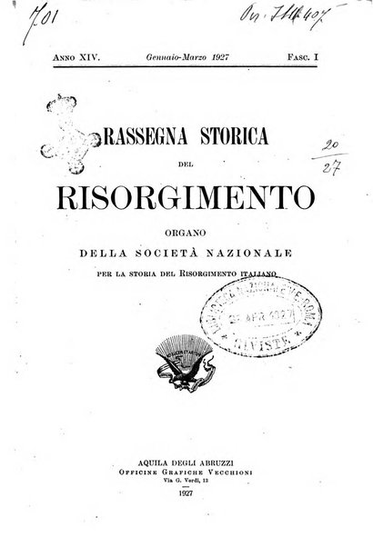 Rassegna storica del Risorgimento organo della Società nazionale per la storia del Risorgimento italiano