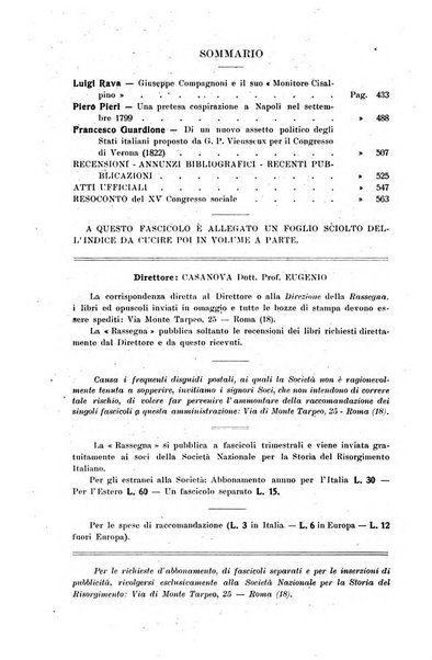 Rassegna storica del Risorgimento organo della Società nazionale per la storia del Risorgimento italiano