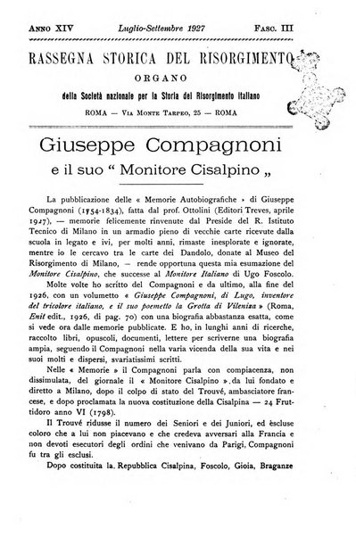 Rassegna storica del Risorgimento organo della Società nazionale per la storia del Risorgimento italiano