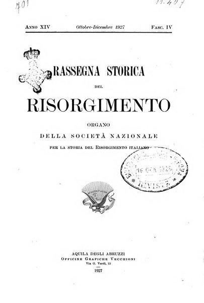 Rassegna storica del Risorgimento organo della Società nazionale per la storia del Risorgimento italiano