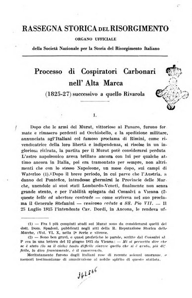 Rassegna storica del Risorgimento organo della Società nazionale per la storia del Risorgimento italiano