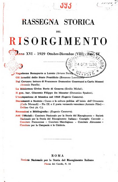 Rassegna storica del Risorgimento organo della Società nazionale per la storia del Risorgimento italiano