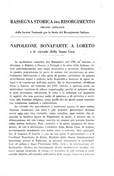 Rassegna storica del Risorgimento organo della Società nazionale per la storia del Risorgimento italiano