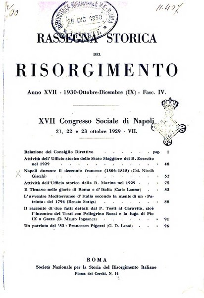 Rassegna storica del Risorgimento organo della Società nazionale per la storia del Risorgimento italiano