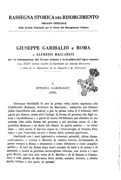 Rassegna storica del Risorgimento organo della Società nazionale per la storia del Risorgimento italiano