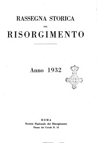 Rassegna storica del Risorgimento organo della Società nazionale per la storia del Risorgimento italiano