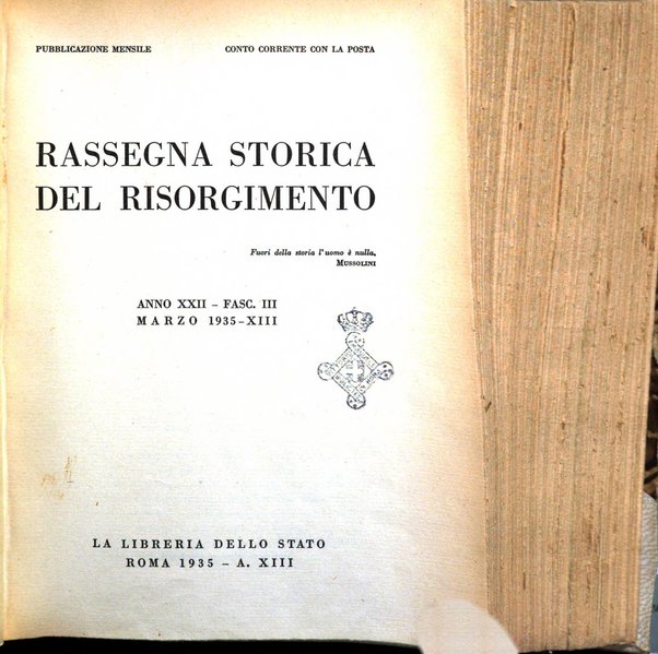 Rassegna storica del Risorgimento organo della Società nazionale per la storia del Risorgimento italiano