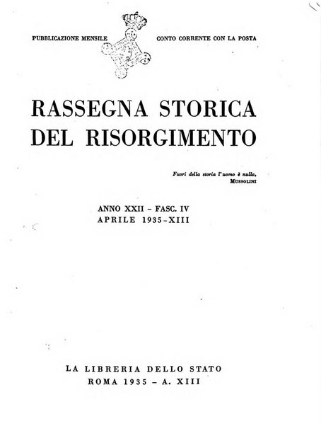 Rassegna storica del Risorgimento organo della Società nazionale per la storia del Risorgimento italiano