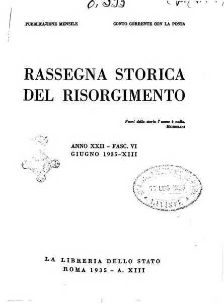 Rassegna storica del Risorgimento organo della Società nazionale per la storia del Risorgimento italiano