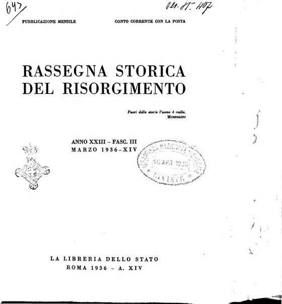 Rassegna storica del Risorgimento organo della Società nazionale per la storia del Risorgimento italiano