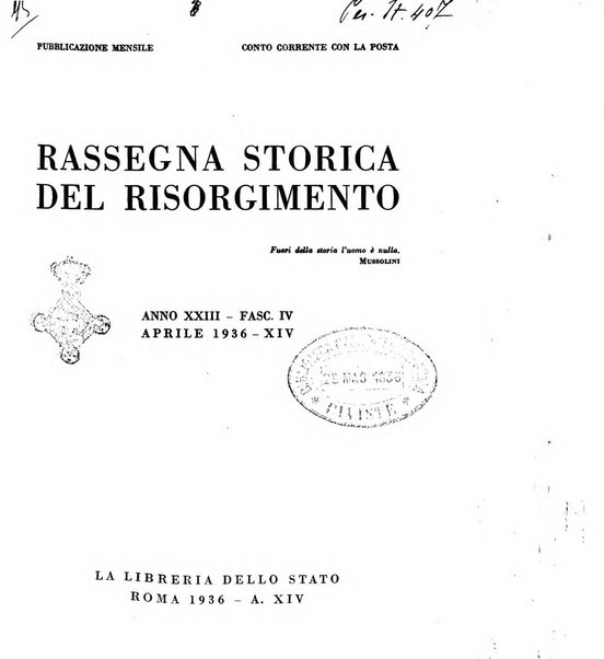 Rassegna storica del Risorgimento organo della Società nazionale per la storia del Risorgimento italiano