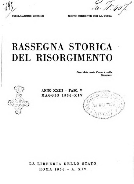 Rassegna storica del Risorgimento organo della Società nazionale per la storia del Risorgimento italiano