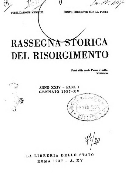 Rassegna storica del Risorgimento organo della Società nazionale per la storia del Risorgimento italiano