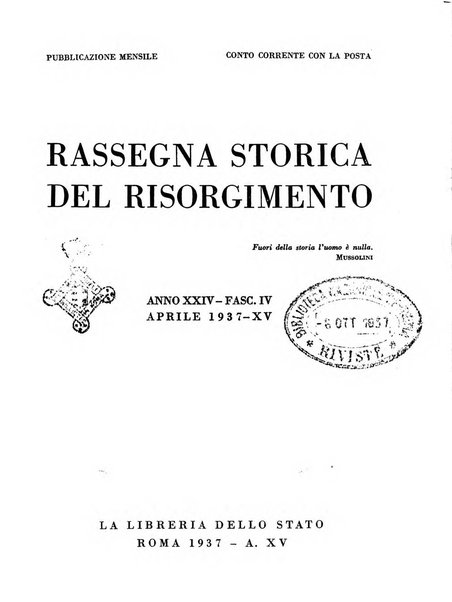 Rassegna storica del Risorgimento organo della Società nazionale per la storia del Risorgimento italiano