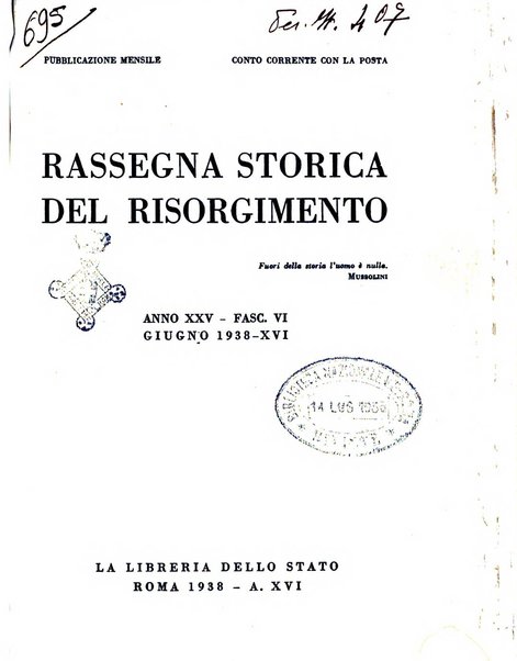 Rassegna storica del Risorgimento organo della Società nazionale per la storia del Risorgimento italiano