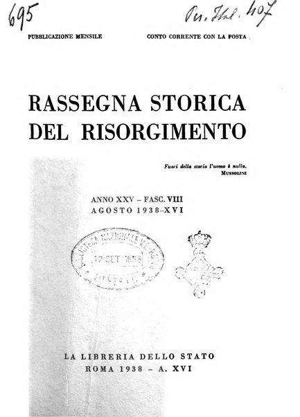 Rassegna storica del Risorgimento organo della Società nazionale per la storia del Risorgimento italiano