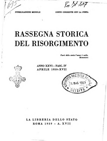 Rassegna storica del Risorgimento organo della Società nazionale per la storia del Risorgimento italiano