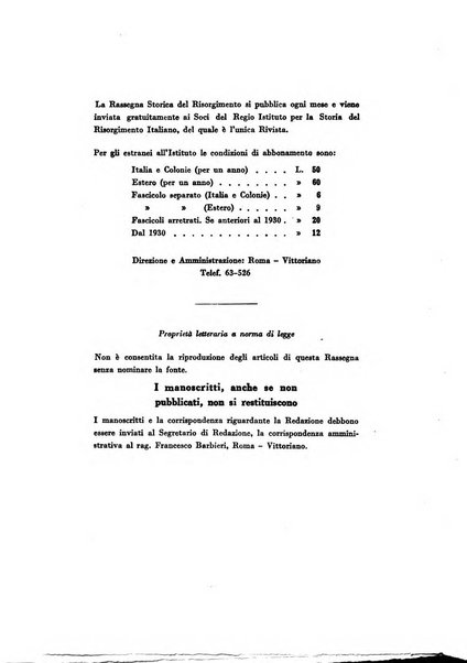 Rassegna storica del Risorgimento organo della Società nazionale per la storia del Risorgimento italiano