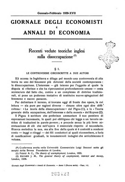 Giornale degli economisti e annali di economia