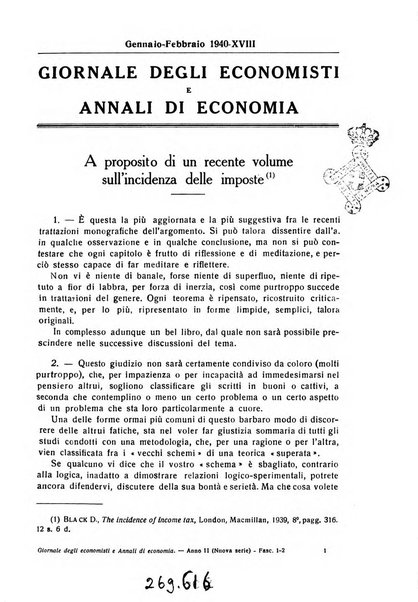 Giornale degli economisti e annali di economia