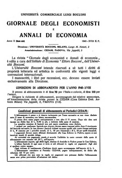 Giornale degli economisti e annali di economia