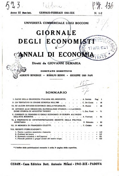 Giornale degli economisti e annali di economia