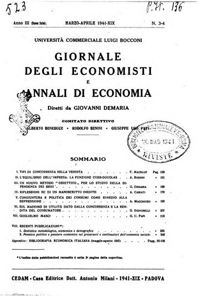 Giornale degli economisti e annali di economia