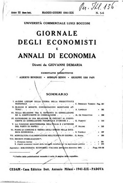 Giornale degli economisti e annali di economia